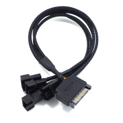 China High Build Quality Computer Accessory Sleeved SATA 15 Pin To 3Pin 4 Pin Cooling Fan Power Adapter Sata Fan Power Cable for sale