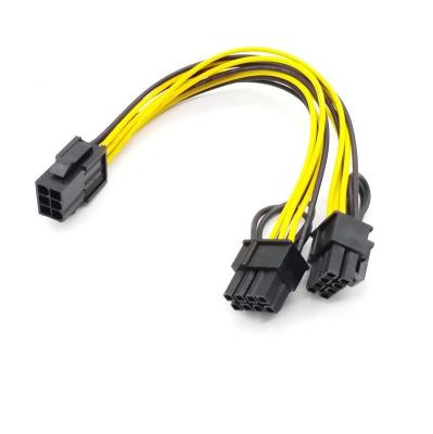 China Construction 6 Pin Female to Dual 8 Pin (6+2) Video PSU Cable 20cm PCIe Male Express Power Graphics Card for sale