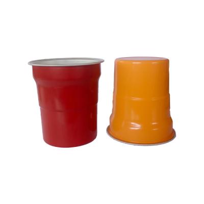 China Orange Round Food Drink Milk Coffee 500ml Disposable Recycled Aluminum Cups for sale