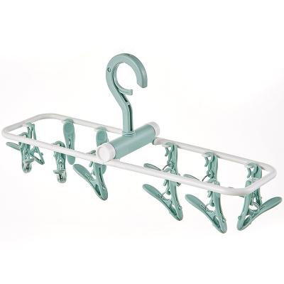 China No Foldable Multifunctional Plastic Hanger 12 Clips For Socks Underwear Hanger Rack for sale