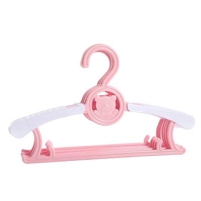 China Multifunctional Plastic Bear Design Cartoon Hangers Good Quality PP Expandable Baby And Kids Clothes Hanger for sale