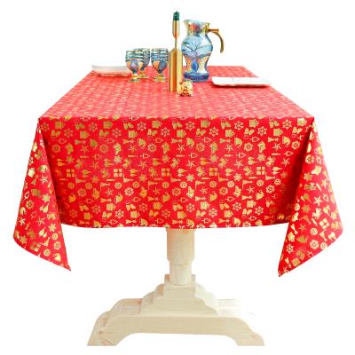 China Modern Christmas Table Cloth Polyester Maid Price Kitchen Red Tan Printed Tablecloth for sale