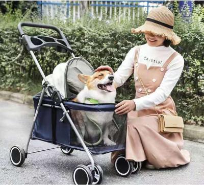 China Factory Direct Selling Single Cat Teddy Outdoor Portable Folding Pet Stroller Dog Carrier Luxury Pet Supplies for sale