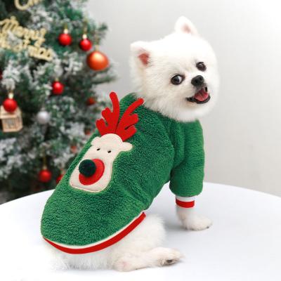 China Sustainable Christmas Elk Winter Keep Warm Velvet Warm Pet Coat Deer Teddy Bear Dog Clothes for sale