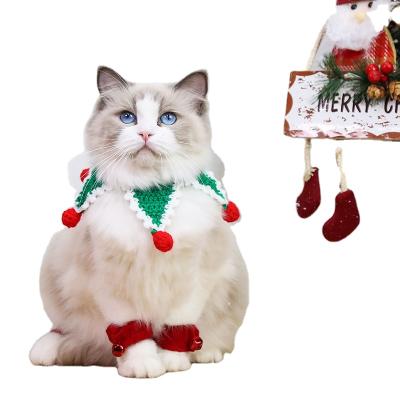 China Viable Christmas Accessories Cat Bandana Decoration Pet Knitted Five-pointed Star Scarf for sale