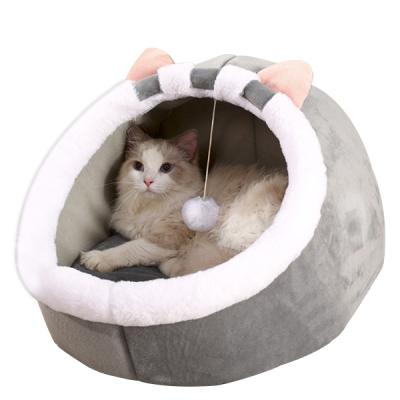 China Homemade Novelty Travel Calming Solid Round Cat Nest Donut Cave House Pet Beds For Indoor Cats for sale