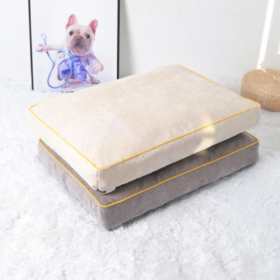 China Luxury Warm Travel Corduroy Square Dog Bed Pet Thicken Water Proof Bed For Dog for sale