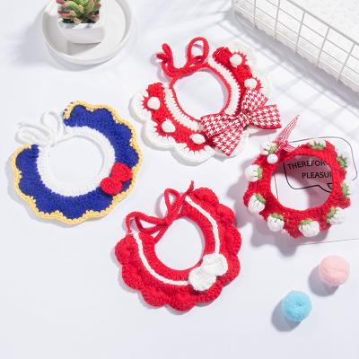 China Polyester Dog Bib Pet Saliva Towel Dog Accessories Small Hand Knitted Scarf Cat Collar Hand Knitted Scarf for sale