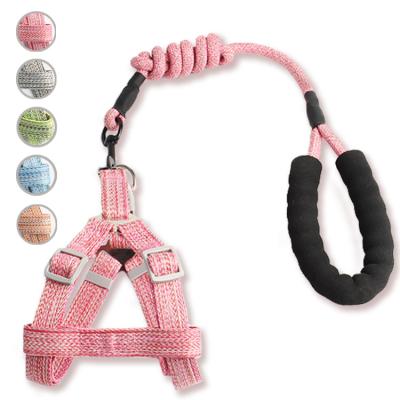 China Custom Made Reflective Adjustable Reflective Logo Nylon Dog Harness Leash Set Pet Walking Chest Vest Small for sale