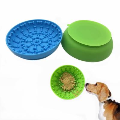 China Sustainable Personalized Silicone Pet Bath Distraction Lick Strong Sucker Slow Feeder Dog Bowls for sale