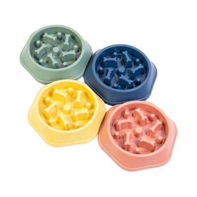 China Sustainable Pet Food Plastic Solid Luxury Feeder Bone Bowl Dog Health Feeding Slow Feeding Bowl for sale