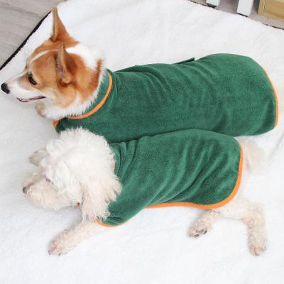 China Pet Sustainable Absorbent Clothes Bath Towel Thick Pet Bathrobe For Dogs for sale