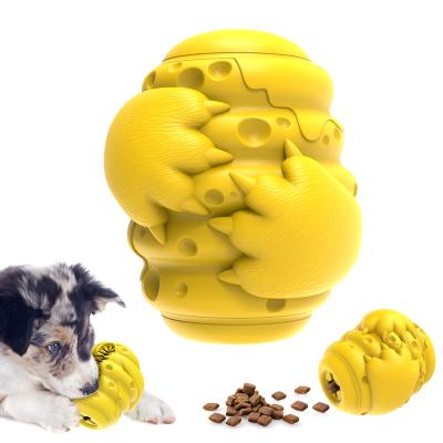 China Sustainable Natural Rubber Indestructible Treat Dispenser Toothbrush Interactive Teeth Cleaning Dog Chew Toy for sale