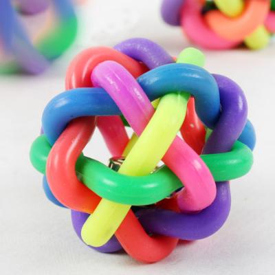 China Viable Colorful 5cm Pet Bell Ball Dog Cat Toys Play Teeth Training Dog Chew Toys for sale