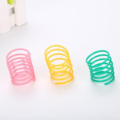 China Cat Colorful Plastic Spring Toys Interactive Durable Pet IQ Training Pet Toys Claws Stocked Grinding Toys for sale