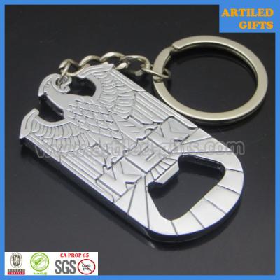 China Casting engraved KEK eagle design shiny nickle metal opener with key holder for sale