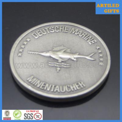 China Deutsche marine minentaucher Nec aspera terrent antique silver medal coin for sale