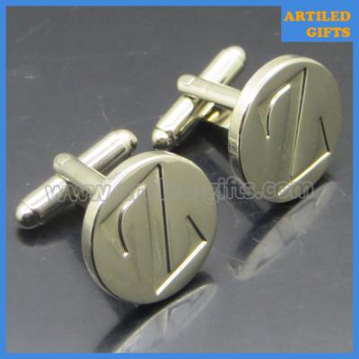 China Quality gifts for man Shiny silver plating debossed Z Letter cuff links for sale