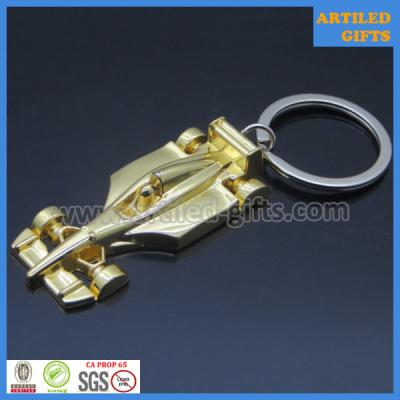 China Die casted zinc alloy gold metal 3D model FIA F1 racing car key chains for sale