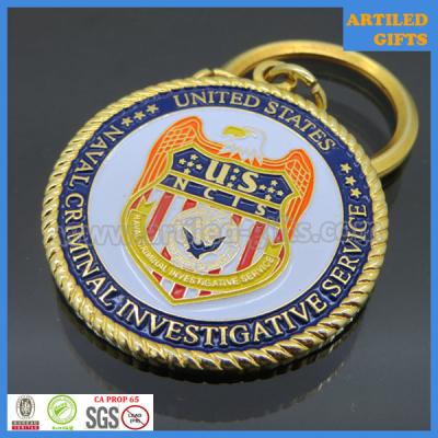 China United States Naval Criminal Investigative Service gold metal enamel keychains for sale