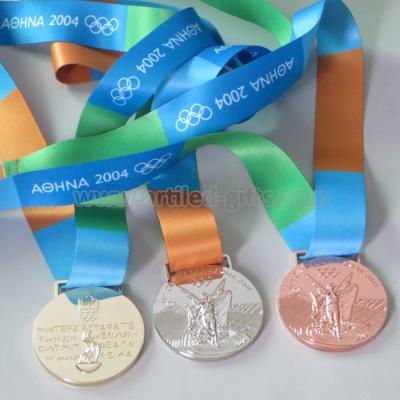 China Cheap metal sports gold/silver/bronze medals with neck ribbon for sale