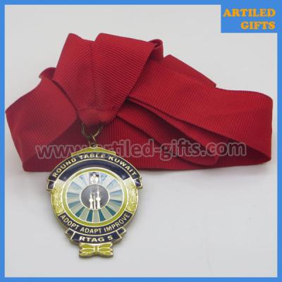 China Epoxy enamel filled gold base RTAG5 Adopt Adapt Improve Round Table Kuwait medal for sale