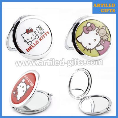 China Cute cartoon gifts for lady Hello Kitty stainless steel foldable makeup mirror for sale