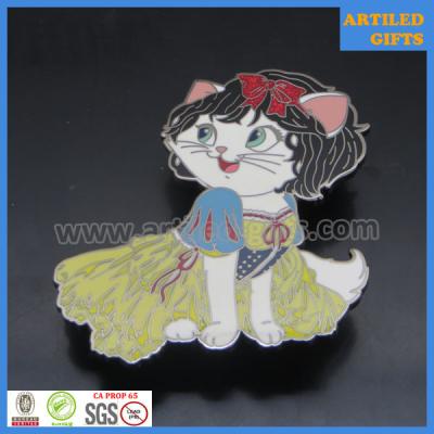 China Cartoon gifts for kids black nickle cute kitty cat metal lapel pin for sale