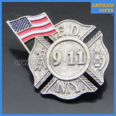 China Antique finish USA flag NEW YORK FIRE DEPARTMENT N.Y.F.D 911 lapel pins for sale