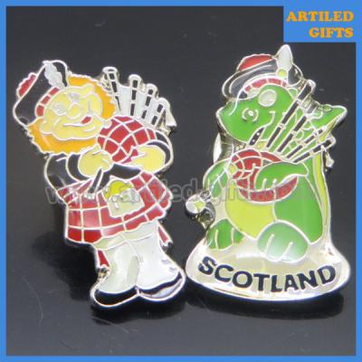 China Cartoon style county souvenir Scotland mascot metal pin badge with epoxy surface for sale