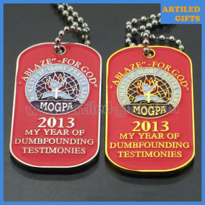 China ABLAZE FOR GOD MOGPA dog tag with ball chain in gold and silver color for sale