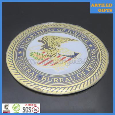 China Federal Bureau of prisons Department of justice metal tag with 3M sticker for sale