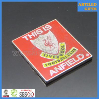 China This is Anfield L.F.C. rectangle printing logo gold metal tag for sale