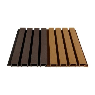 China Modern Customized Wood Design Fluted Slat WPC 3D Wall Cladding Panel For Hotel Room WPC Wall Panel for sale