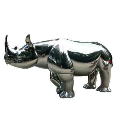 China Custom Made Rhino Statue Europe Stainless Steel Animal Sculpture For Park for sale