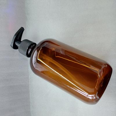 China Household Products New Empty Household Liquid Container 500ml PET Shoulder Brown Plastic Round Emulsion Bottle for sale