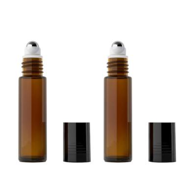 China Personal Care 10ml Blue Brown 30.4g Travel No Leak PP Cap Walk Pearl Essential Oil Glass Bottles for sale