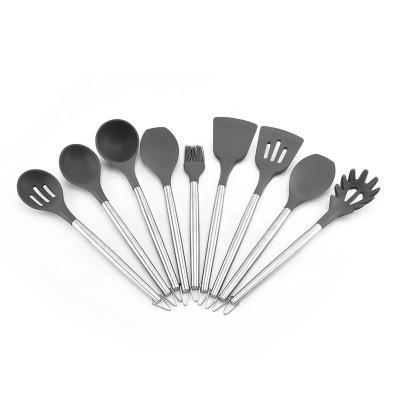 China Viable Wholesale 10 Pcs Stainless Steel And Silicone Kitchen Cookware Utensils Sets for sale