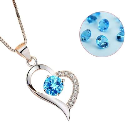 China Wholesale 925 Cute Silver Love Crystal Necklace Pendant Heart Shaped Platinum for sale