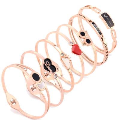 China Amazon Hot Selling Cute Women Bracelet Rose Gold Titanium Steel Stainless Steel Bracelet Jewelry For Mother's Day for sale