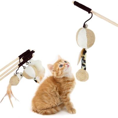 China Small Bell Cat Teasing Stick Wholesale Custom Viable Toy Cat Stick Teaser Cat Toy Magic Wand Wooden Stick Pet Puzzle From Polish Manufacturers for sale