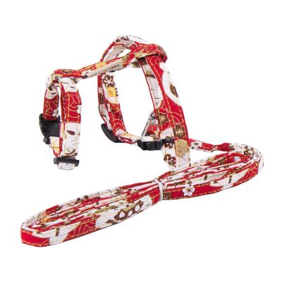 China Custom Adjustable Leash Kitten Adjustable Pet Harness Cat Harness Leash Pet Cat Pattern Durable Dog Leash Collar Harness for sale