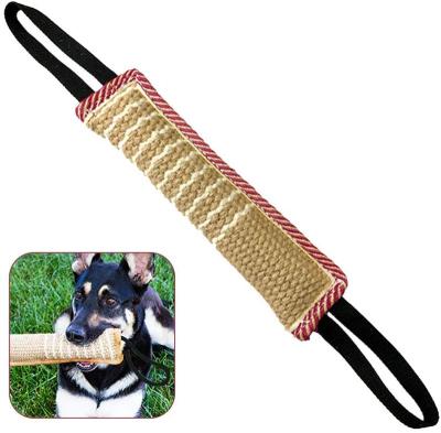 China Viable Dog Bite Jute Pillow Traction Toy with 2 Rope Handles, Adjustments for Conflict, Puppy Training Interactive Toys for sale