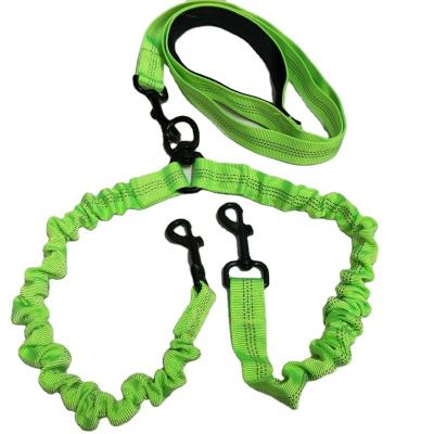 China One Thoughtful Dog Leash Pull Rope 2 Two Towing Rope Dog Running Bungee Chain Dog Leash Reflective Double Pull for sale