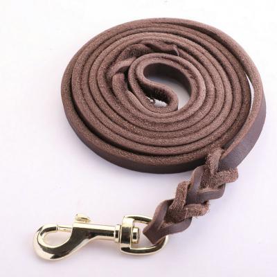 China Brown Full Grain Water Resistant Heavy Leather Lead Sustainable Training Logic Leather Dog Leash for sale