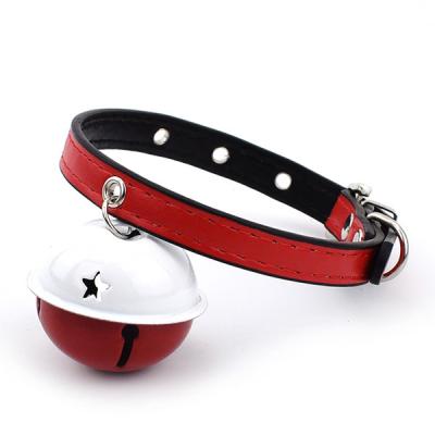 China Wholesale Cheap PU Stocked Leather Small Dogs Cats Bells Dog Collar Cat Bells Collar for sale