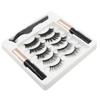 China Waterproof 3 Pairs No Glue Color 3D Magnetic Stripe Silk Eyelashes Set 8D Silk Magnetic Eyelash With Magnetic Coating for sale