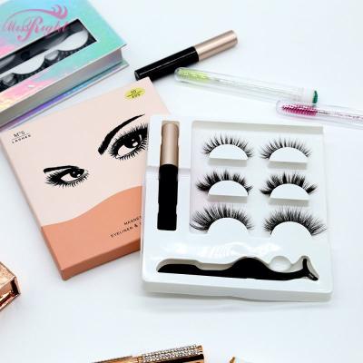 China Waterproof 3d Magnetic Eyeliner Five Wicks Magnet Eyelash Liquid Set with Tweezers Private Label Reusable Magnetic False Eyelash for sale