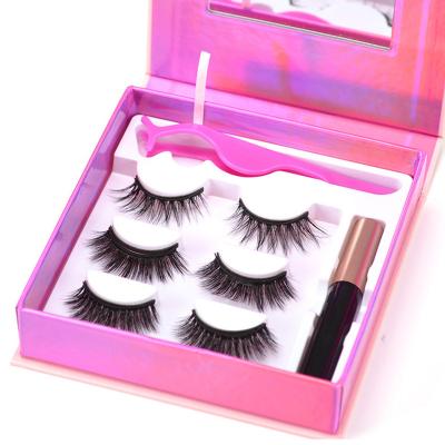 China Wholesale price 3d magnetic eyelashes light weight magnetic eyelashes transparent faux mink tape eyelash with magnetic eyelashes coating for sale