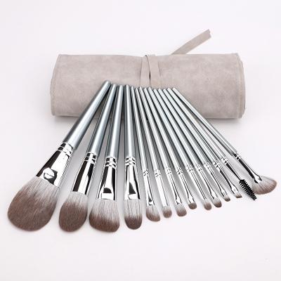 China Angular Blush Makeup Brushes Tool Kit Cosmetic Powder Eyeshadow Base Blush Blending Beauty Make Up Brush With PU Bag for sale